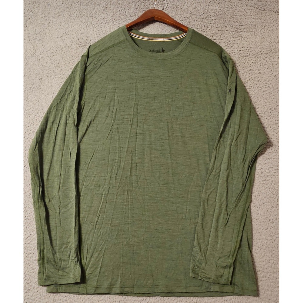 Smartwool Mens Size XL Merino Baselayer Crew Long Sleeve Tee Green SW016952